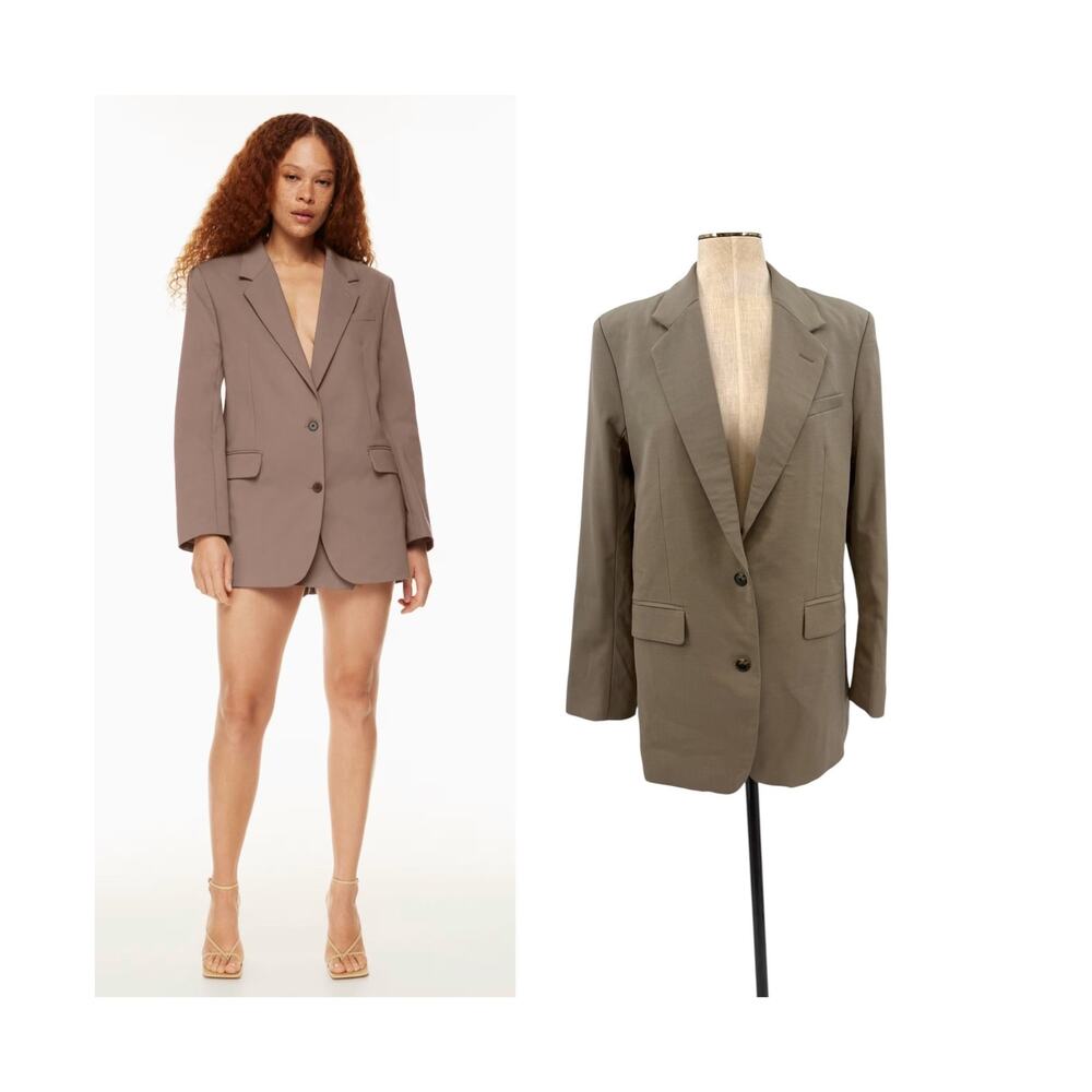 Aritzia Babaton Agency Oversized Single Breasted Blazer Taupe Brown Size Small